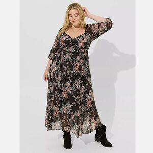 Torrid Black Floral Maxi Dress, size 0